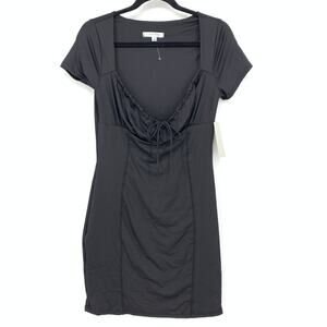 Gaze Cinched Top Short Sleeve Mini Dress Womens Size Medium Black NEW